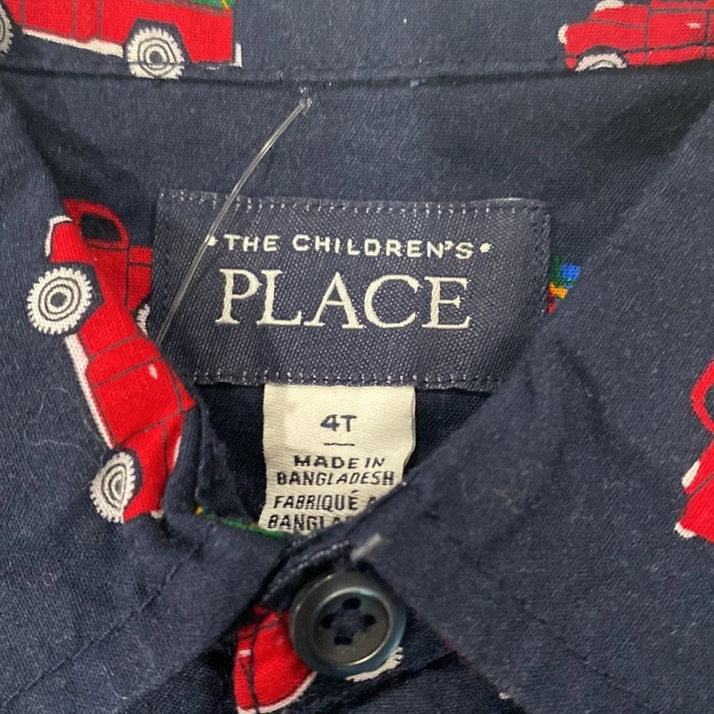 NWOT! The‎ Children’s Place Christmas Truck Poplin Button Up Shirt - Tidal